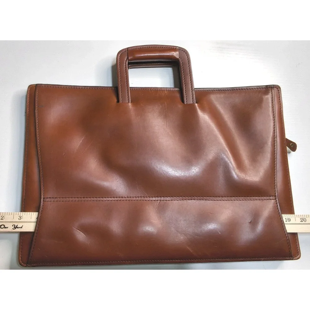 Vintage Schlesinger Brothers Briefcase Mens Brown California Saddle Leather Bag